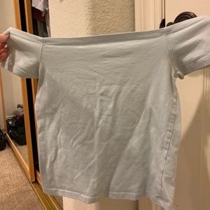 light blue off the shoulder top